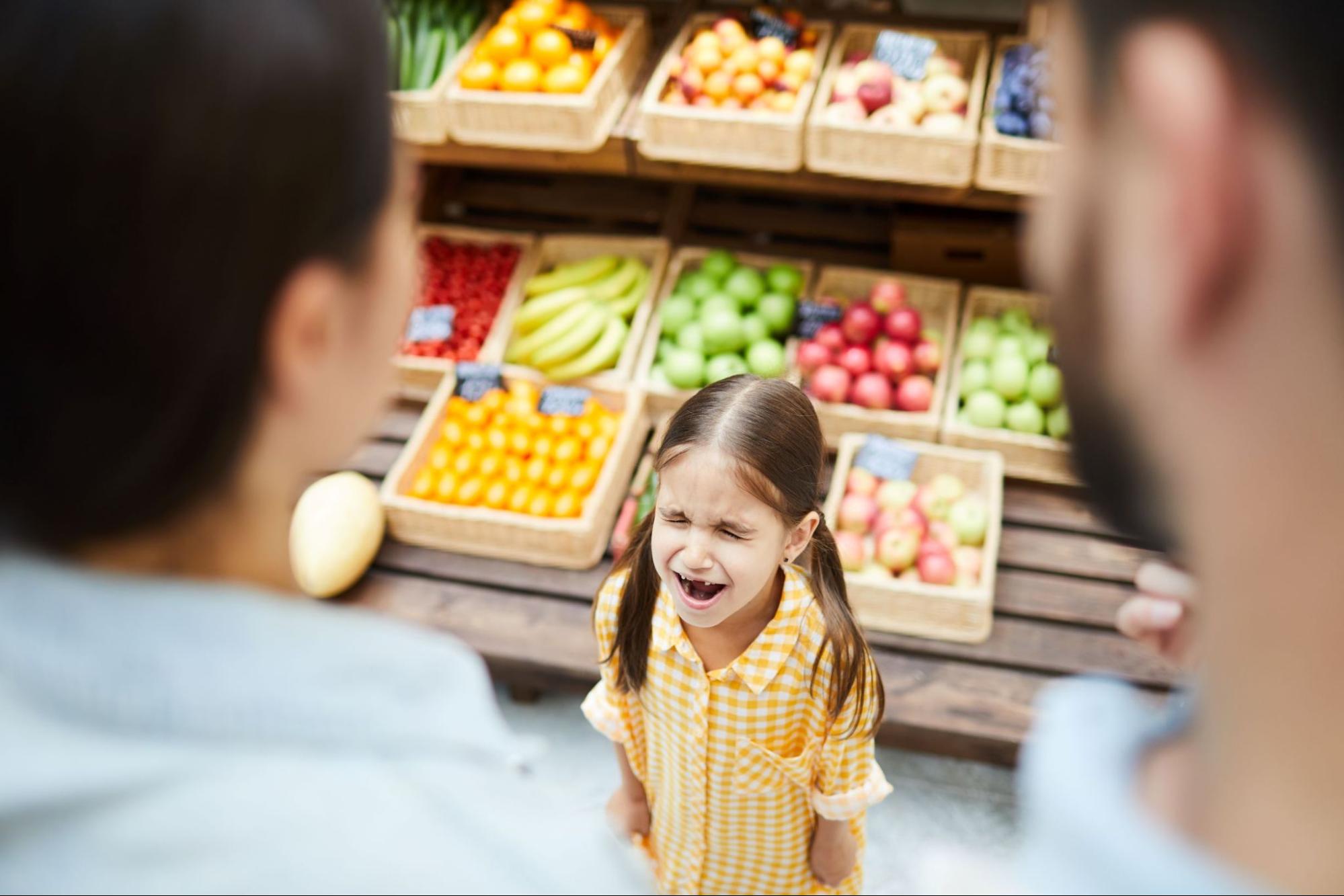 kid screaming at grocery store